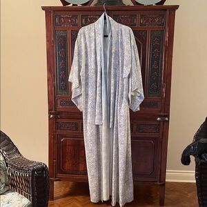 Elegant Pale Blue Floral Authentic Kimono